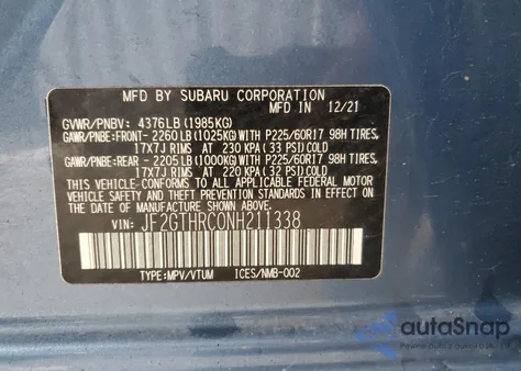 2022 Subaru Crosstrek Sport из США, поврежденный, VIN JF2GTHRC0NH211338